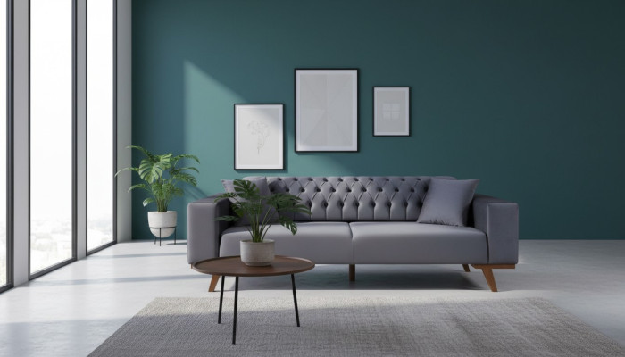 Design Sofa Dreisitzer Moderne Couch grau Möbel Polster Holz