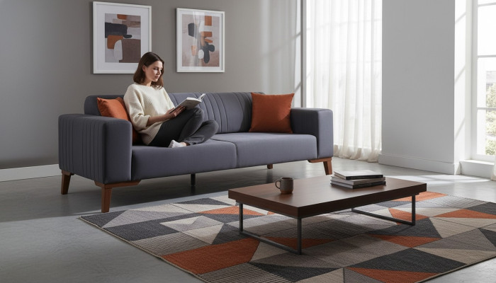 Grauer Dreisitzer Couch Couchen Sofa Elegante Sitzmöbel Sofa Wohnzimmer Samt