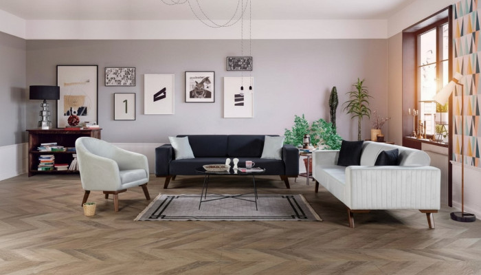 Luxus Sofagarnitur Dreisitzer 3+3+1 Sitz Stoff Sofa Sessel Textil Stil