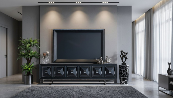 Wohnzimmer TV schrank tv fernseher stander schrank lowboard neu Schwarz