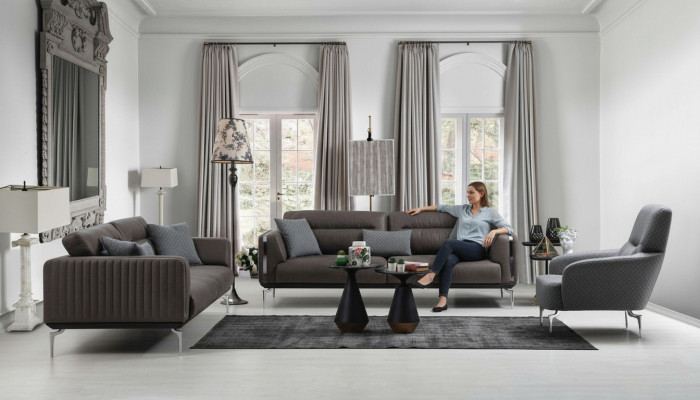 Sofagarnitur Sofa Garnitur Sofas 3+3+1 Sitzer Sessel Modern Polyester Dreisitzer