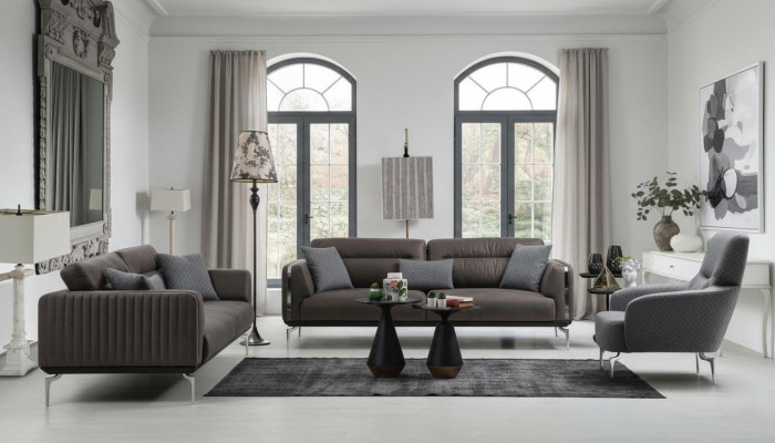 Sofagarnitur Sofa Garnitur Sofas 3+3+1 Sitzer Sessel Modern Polyester Dreisitzer