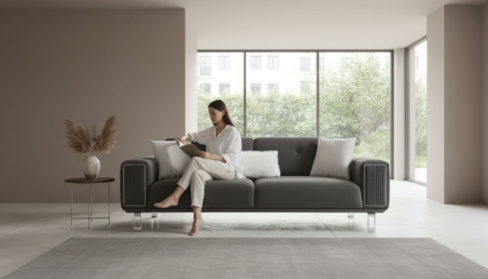Luxus Sofa Design Dreisitzer Moderne Couch Grau Couchen Möbel Polster Loft Neu