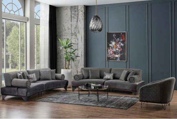 Luxus Sofagarnitur Garnitur Sofas Sofa Sessel Dreisitzer 3+3+1 Sitzer Stoff Neu