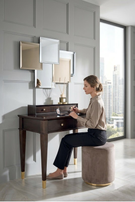 Schminktisch Hocker Konsolen Tisch Luxus Holz Sekretär Braun Schlafzimmer 2tlg