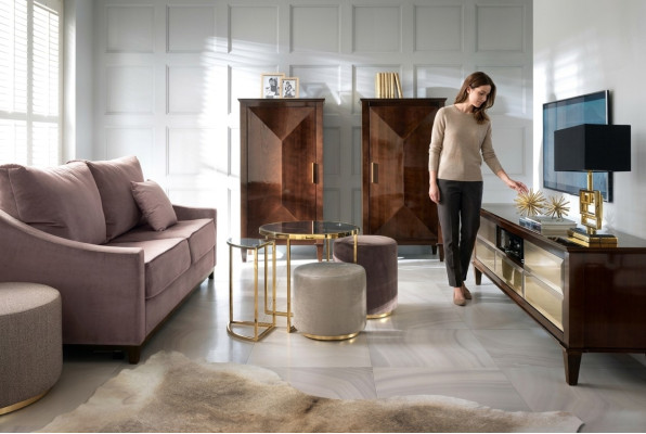 Garnitur Wohnzimmer Sofa Hocker Schrank rtv Luxus Holz Sofas Sitzer Set Neu 7tlg