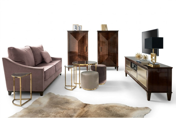 Garnitur Wohnzimmer Sofa Hocker Schrank rtv Luxus Holz Sofas Sitzer Set Neu 7tlg