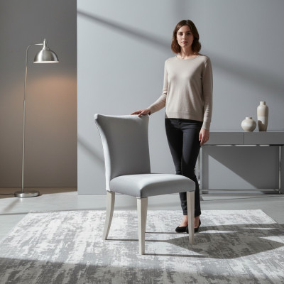 Esszimmerstuhl Stuhl Sitzer Sessel Esszimmer Stühle Holz Silber Modern Luxus Neu