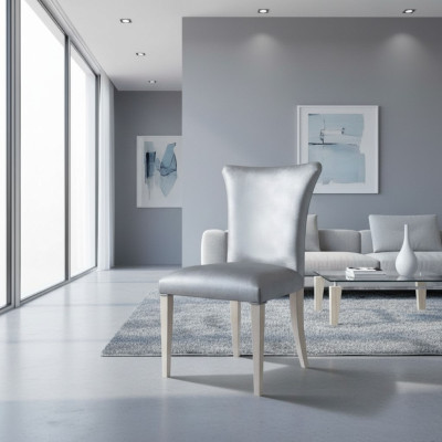 Esszimmerstuhl Stuhl Sitzer Sessel Esszimmer Stühle Holz Silber Modern Luxus Neu