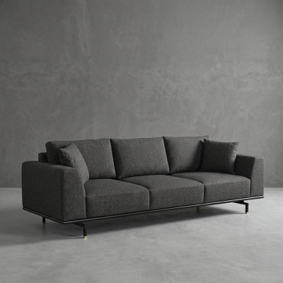 Viersitzer Sofa 4 Sitzer Sofas Modern Grau Design Stoff Polyester Neu