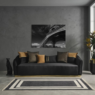 Moderner Design Chesterfield Viersitzer Sofa 4 Sitzer Sofas Stoff Polyester Blau Neu