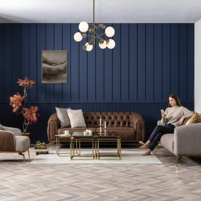 Sofagarnitur Komplette Couchgarnitur Sofa 431 Sitzer Stoff Braun 3tlg