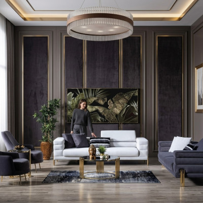 Sofagarnitur Komplette Couchgarnitur Sofa Sitzer Stoff Modern Set 4tlg