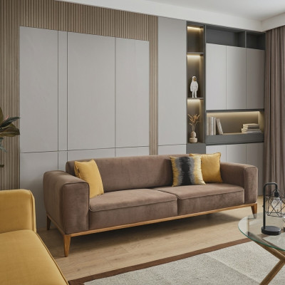 Viersitzer Sofa 4 Sitzer Sofas Stoff Braun Wohnzimmer Luxus Modern