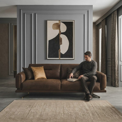 Viersitzer Sofa 4 Sitzer Sofas Kunstleder Braun Wohnzimmer Luxus