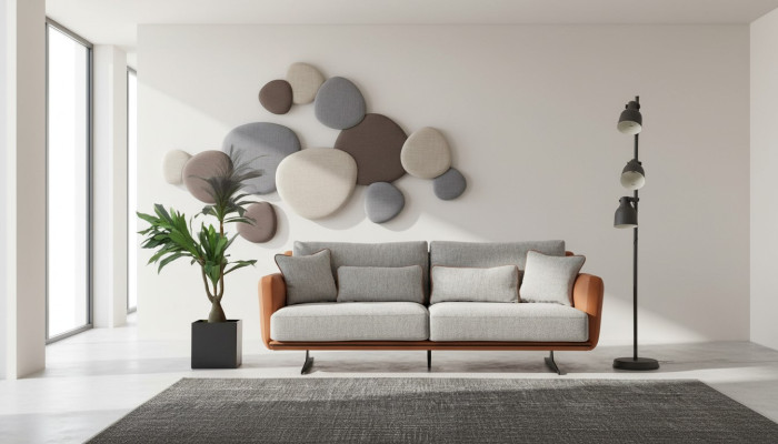 Zweisitzer Sofa 2 Sitzer Stoff Orange Modern Design Wohnzimmer Grau