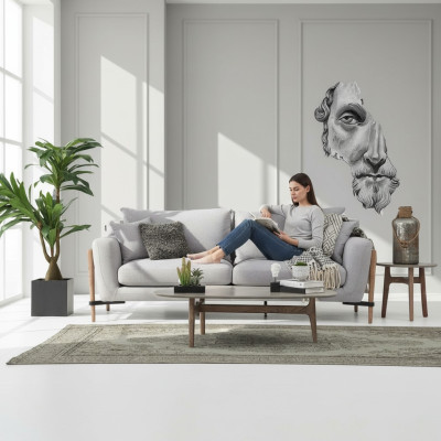 Viersitzer Sofa 4 Sitzer Stoff Sofas Modern Design Wohnzimmer Grau