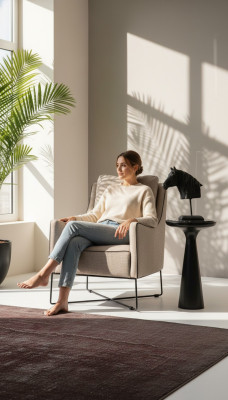 Ohrensessel Sessel Sitzer Cocktailsessel Stoff Wohnzimmer Modern Beige