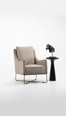 Ohrensessel Sessel Sitzer Cocktailsessel Stoff Wohnzimmer Modern Beige
