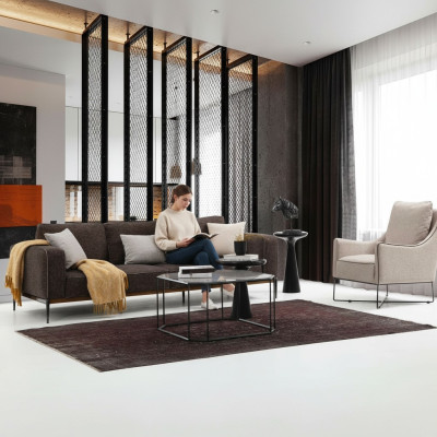 Sofagarnitur 4 Sitzer Sessel Viersitzer Grau Stoff Sofas Modern Design
