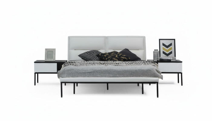 Bett Bettrahmen Doppelbett Holz Modern Weiß Schlafzimmer Doppel Design