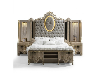 Luxus Garnitur Schlafzimmer Doppel Bett Klassischе Beige Set 3tlg Neu