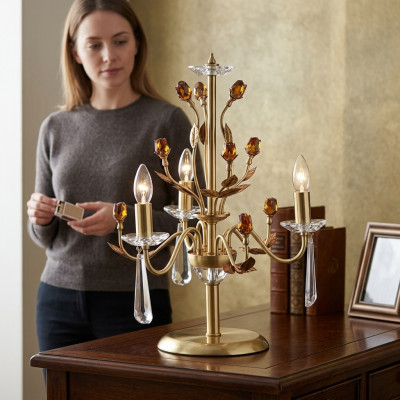 Goldene Kristall Tischlampe Luxus Leuchten Lampen Lichtkronenleuchter
