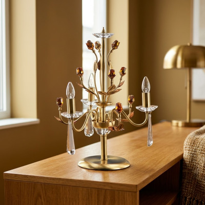 Goldene Kristall Tischlampe Luxus Leuchten Lampen Lichtkronenleuchter