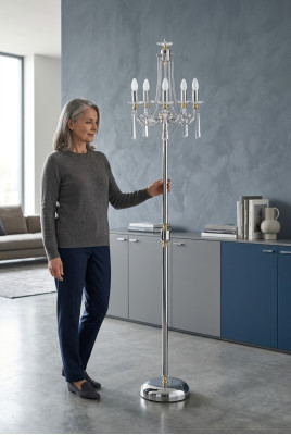 Kristall Stehlampe Standlampe Stand Luxus Leuchten Lampen Lampe Silber