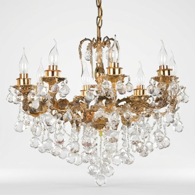 Luxus Lüster Kronleuchter Deckenlampe Deckenleuchter Crystal Art Gold