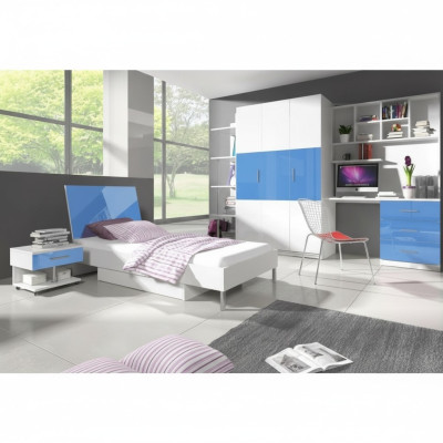 Bett + Nachttisch - Kinderzimmer Schlafzimmer Möbel Betten Blau 2tlg. Set Neu