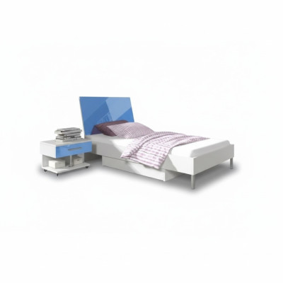 Bett + Nachttisch - Kinderzimmer Schlafzimmer Möbel Betten Blau 2tlg. Set Neu