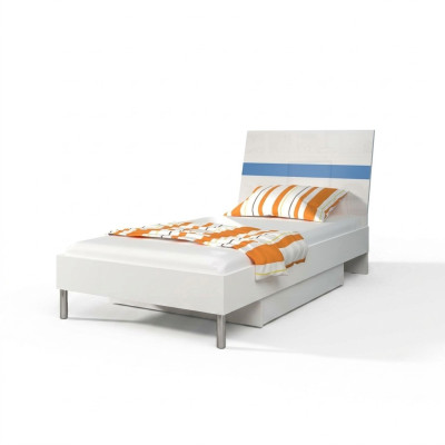 Betten Blaues Holz Design Einzelbett Hochglanz Single Kinderzimmer Bett Mädchen