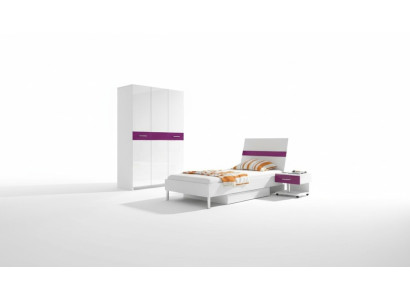 Regal Schrank Bücherschrank für Kinderzimmer Jugendzimmer Weiß Lila Hochglanz
