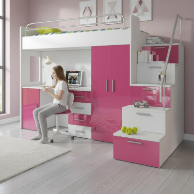 Doppelstockbett Etagenbett Bett Kinderbett Jugendbett Hochbett Rosa Kinderzimmer