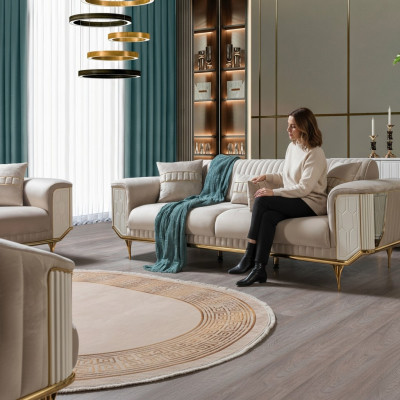 Luxus dreisitzer sofa couch moderne couchen textil stoff sofas 234cm