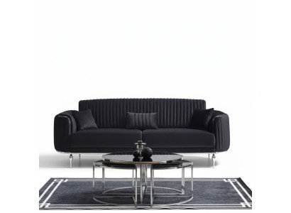 Luxus Dreisitzer Moderne Couch Polster Möbel Schwarze Couchen Sofas Stoff Textil