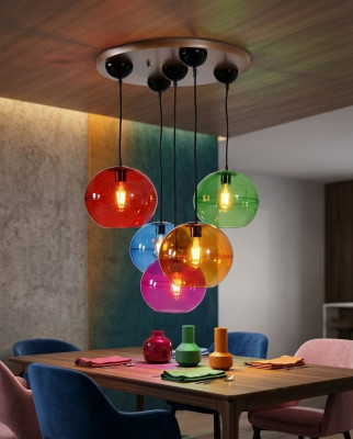 Design Leuchte Decken Lampen Modern Silber Wandleuchte Luster Bunt Kronleuchter