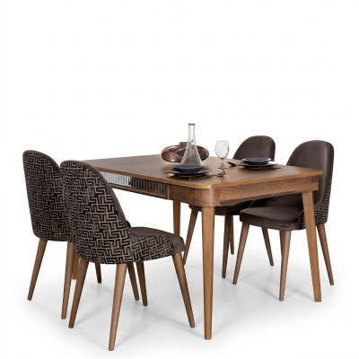 Tisch Design Stühle 5tlg Esszimmer Holz Tische Essgruppe Set Stuhl Gruppe Neu