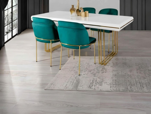 Luxus Esstisch Tisch Esszimmer Tische Metall Design Küchentisch Weiß Gold Holz
