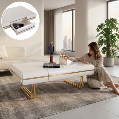 Couchtisch Tisch Beistelltisch Wohnzimmer Beistelltisch Moderne Tische weiß gold