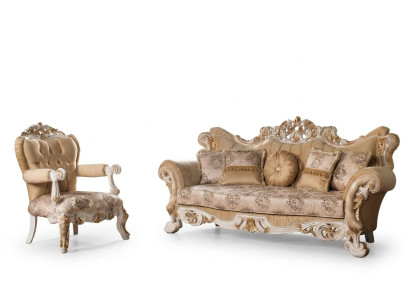 Wohnzimmer Luxus Sofa Beige Sofagarnitur Sofas Sessel 3+1 Sitzer Stoff Design