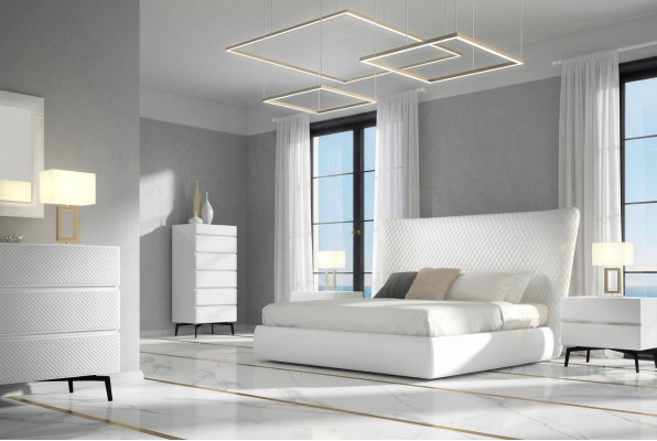 Bettrahmen Möbel Design Doppelbett Luxus Schlafzimmer Holz Kunstleder Bett Neu