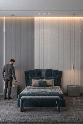 Luxus Doppel Hotelbetten Italienische Möbel Neu Modernes BettBlau Polster Design