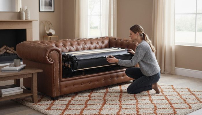 Schlafsofa Chesterfield Sofa mit Bettfunktion Couch Polster Möbel Couchen
