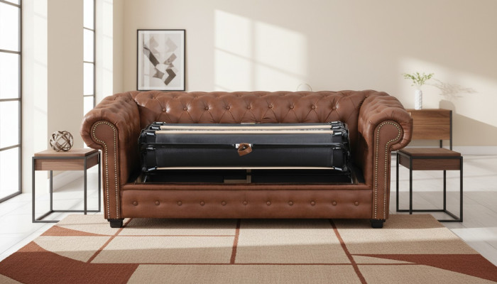 Schlafsofa Chesterfield Sofa mit Bettfunktion Couch Polster Möbel Couchen