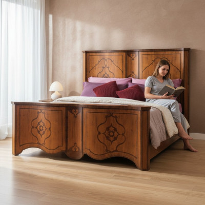 Bett Braun Schlafzimmer Möbel Holz Design 160x200cm Polster Hotelbetten Textil