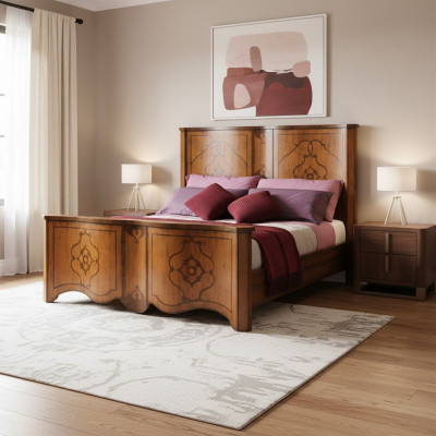 Bett Braun Schlafzimmer Möbel Holz Design 160x200cm Polster Hotelbetten Textil