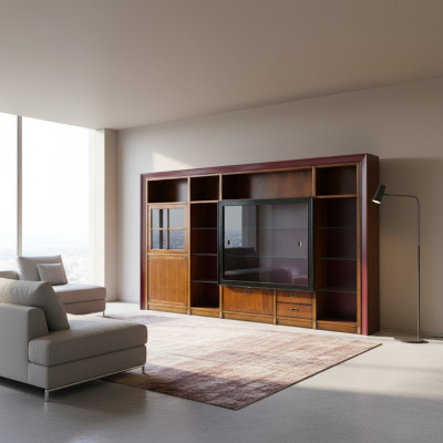 Einbau Schrank Regal Vitrine xxl Schränke Wohnwand Glasschrank Anbau Wand Holz