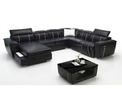 Ecksofa Wohnlandschaft Sofa Couch Polster Leder Design Relax Multifunktion UForm